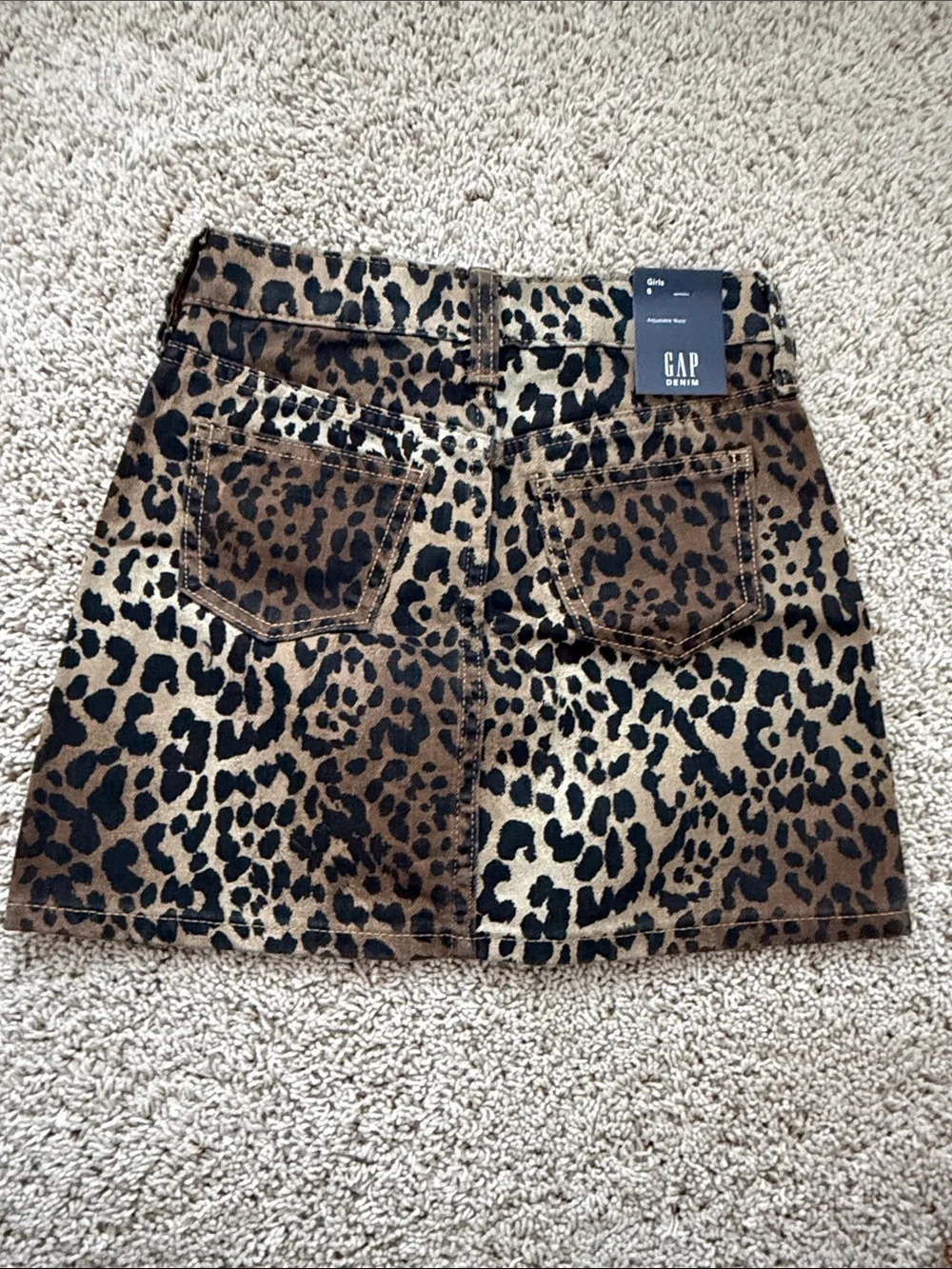 NWT GAP Girls Leopard Print Denim Skirt - Brown & Black size 6